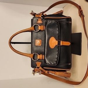 Satchel dooney & bourke handbag black and tan pink insides